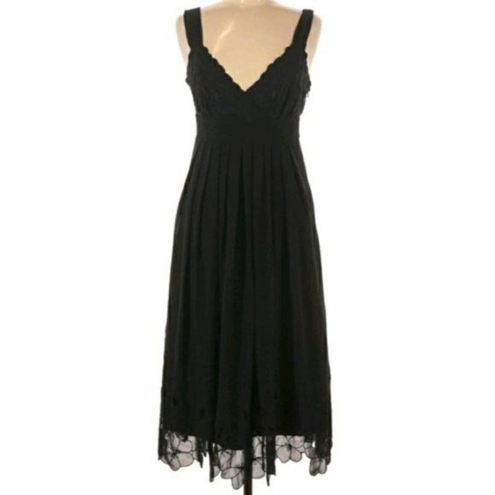 Vtg Y2K Fairy Grunge Whimsigoth Sheer Overlay Scallop Baby Doll Dress Sz 6 LBD